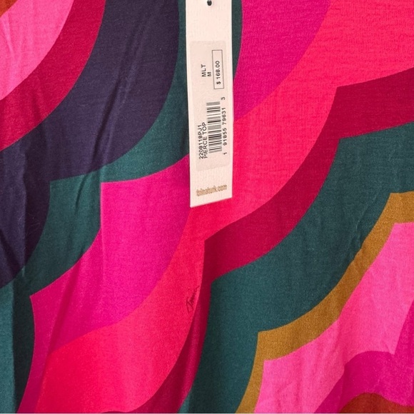 Trina Turk Pierce Long Sleeve Top Medium Teal Pink - Picture 7 of 7